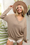 BiBi Raw Edged Popcorn Texture V-neck Sweater