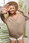 BiBi Raw Edged Popcorn Texture V-neck Sweater