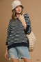 Umgee Ribbed Hem Striped Oversized Knit Top