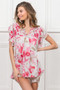 BiBi Floral Print Flutter Sheer Top