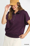 Umgee Full Size Half-Zip Short Sleeve Top Plus Size