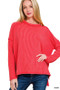 Zenana Full Size Exposed Seam Long Sleeve Corded Rib Knit Top Plus Size