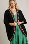 Umgee Embroidery Open Front Kimono with Pleated Shoulder Detail