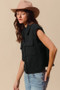 SO ME Cable Quilting Stitch Button Up Knit Vest