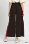 Umgee Wide Leg Pants with Contrast Side Trim