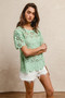 BiBi Openwork Crochet Short Sleeve Knit Top