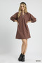 Umgee Notched Shift Dress with Trim Detail