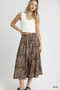 Umgee Drawstring Leopard Midi Skirt
