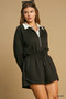 Umgee Half Zip Romper with Drawstring Waist