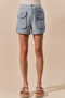 SO ME Mineral Washed Terry High Rise Cargo Shorts
