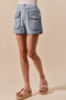SO ME Mineral Washed Terry High Rise Cargo Shorts