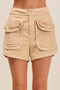 SO ME Mineral Washed Terry High Rise Cargo Shorts
