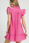 Umgee Ruffle Cap Sleeve Textured Mini Dress