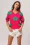 BiBi Pearl Beads Flowers Sweater Top