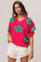 BiBi Pearl Beads Flowers Sweater Top