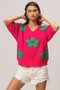 BiBi Pearl Beads Flowers Sweater Top