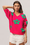 BiBi Pearl Beads Flowers Sweater Top