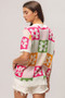 BiBi Flower Checker Pattern Lightweight Sweater Top