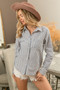 BiBi Lurex Linen Stripe Shirt Button Down Top