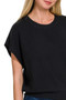 Zenana Round Neck Short Dolman Sleeve Sweater