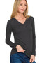 Zenana Brushed Microfiber Long Sleeve V-neck Tee