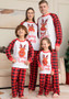Christmas Fawn Letter Print Red Plaid Family Pajama Two Piece