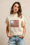 BiBi American Flag Patchwork Drop Shoulder Sweater