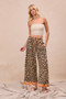 BiBi Leopard Print With Contrast Banded Wide Pants