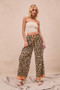BiBi Leopard Print With Contrast Banded Wide Pants
