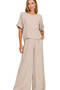 Zenana Round Neck T-Shirt and Wide Leg Pants Set