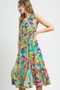Umgee Ruffled Hem Printed Sleeveless Midi Dress