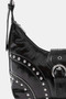Fame Faux Leather Studded Trim Shoulder Bag