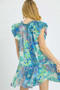 Umgee Printed Ruffle Cap Sleeve Mini Dress