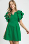 Umgee Double Ruffle Sleeve Fit and Flare Dress