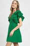 Umgee Double Ruffle Sleeve Fit and Flare Dress