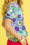 Umgee Retro Floral Puff Sleeve Top
