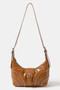 Fame Faux Leather Studded Trim Shoulder Bag