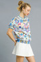 Umgee Retro Floral Puff Sleeve Top