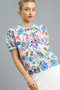 Umgee Retro Floral Puff Sleeve Top