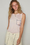 POL Floral Detail Pocket Patch Tank Top