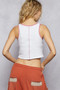 POL Round Neck Cropped Tank with Embroidered Detail