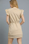 Umgee Luxe knit Ruffle Sleeve Drawstring Mini Dress