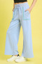 Umgee Drawstring Wide Leg Pants with Scallop Trim Detail