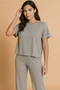 Zenana Soft Melange Short Sleeve Tee & Long Pants Set
