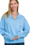 Zenana F/terry Pigment Dye & Enzyme Washing Half Zip Top