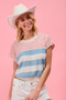 BiBi Stripes Lightweight Short Sleeve Sweater