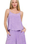 Zenana Woven Acid Crinkle Washed Cami & Pants 2 Piece Set