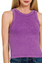 Zenana Ribbed Washed Seamless Tank Top