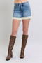 Judy Blue Full Size Hw Tummy Control Shearling Cuff Denim Shorts Plus Size