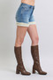 Judy Blue Full Size Hw Tummy Control Shearling Cuff Denim Shorts Plus Size